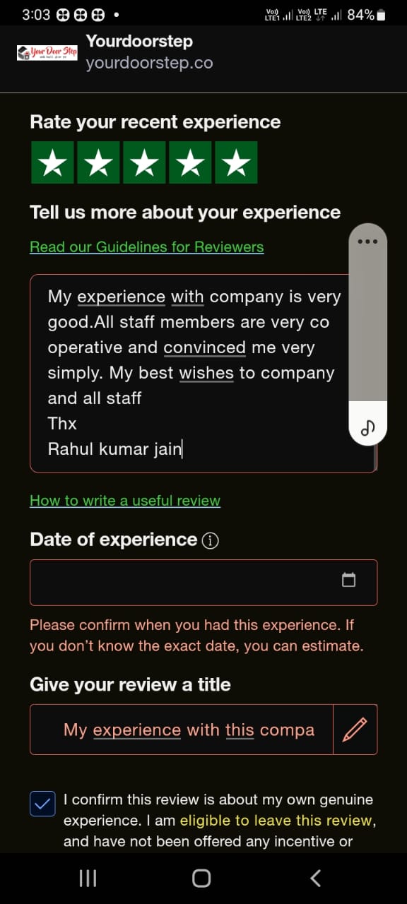 yourdoorstep review rahul kumar bihar