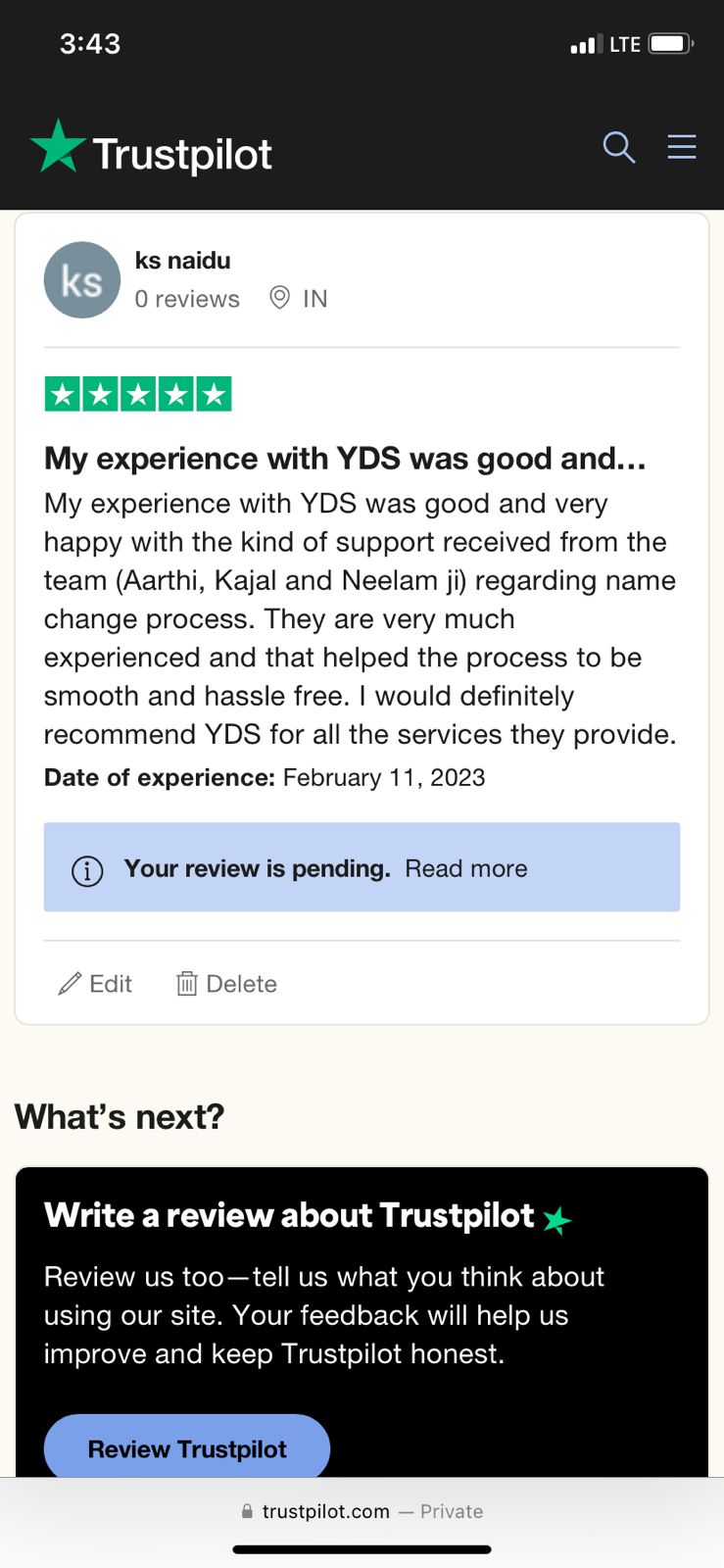 yourdoorstep review of trust polit ks naidu