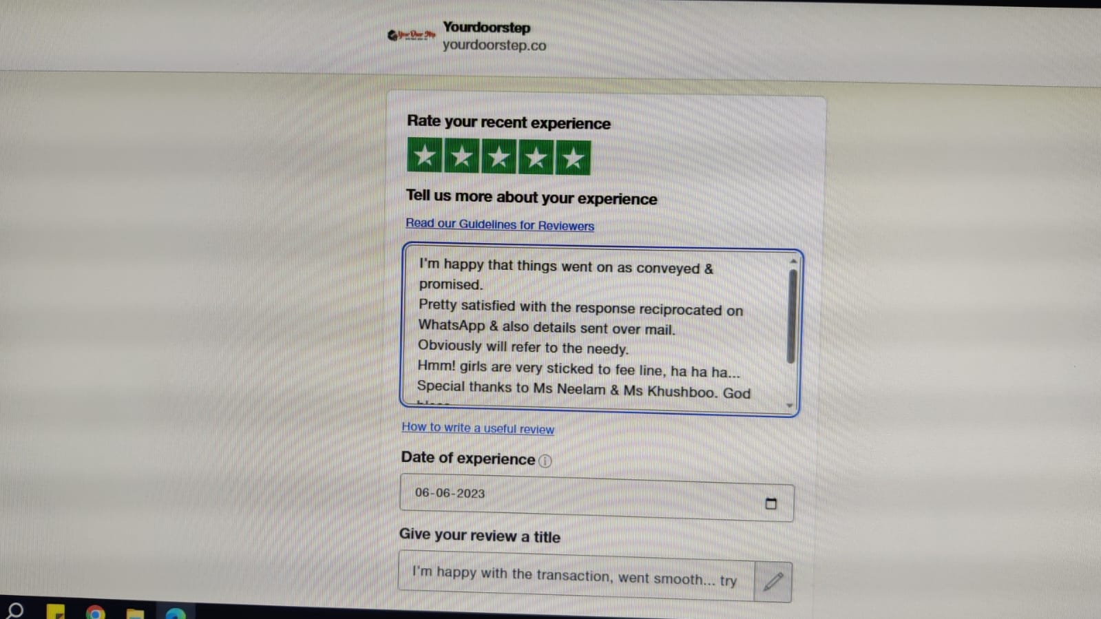 Yourdoorstep Review kiran