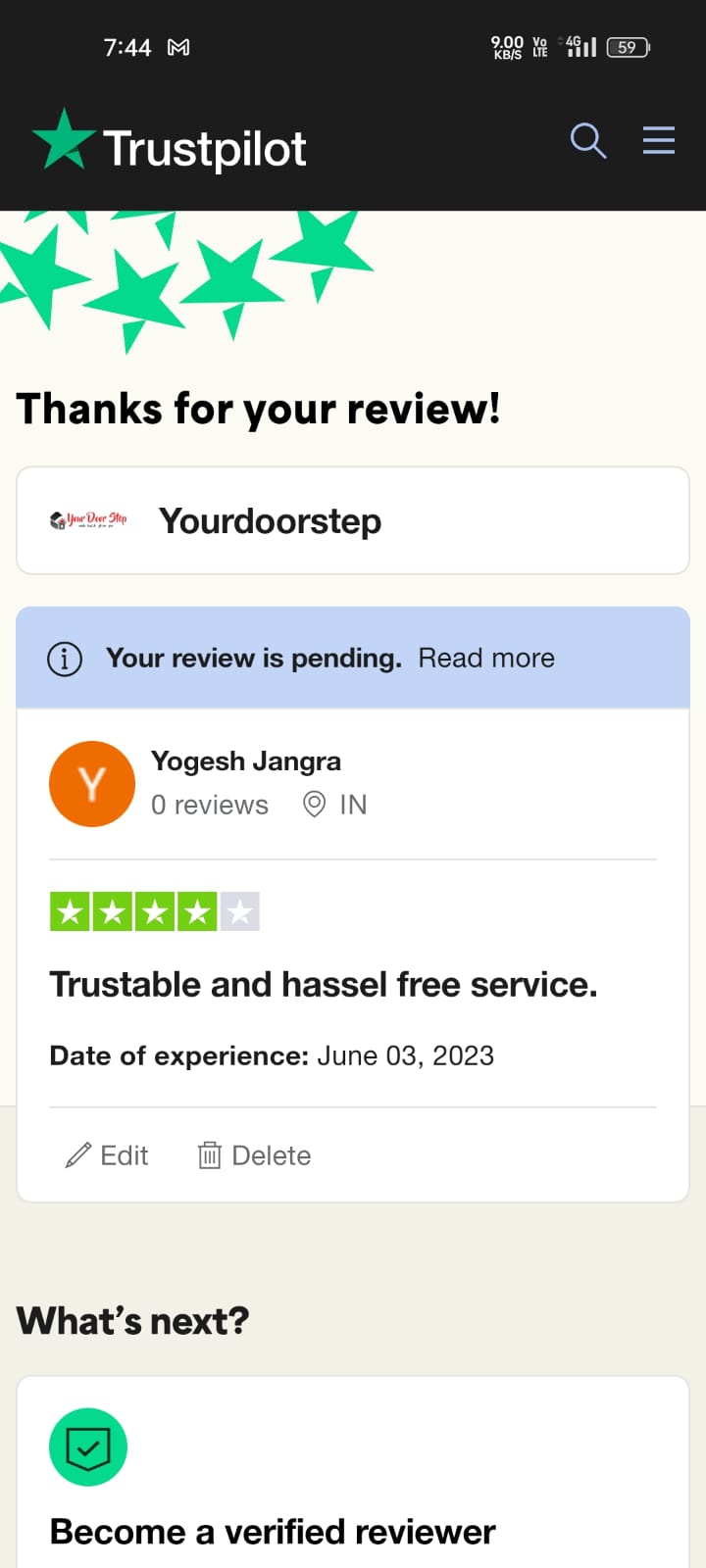 Yourdoorstep Review yogesh