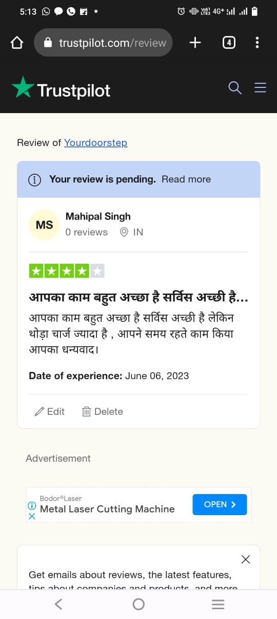 Yourdoorstep Review mahipal 