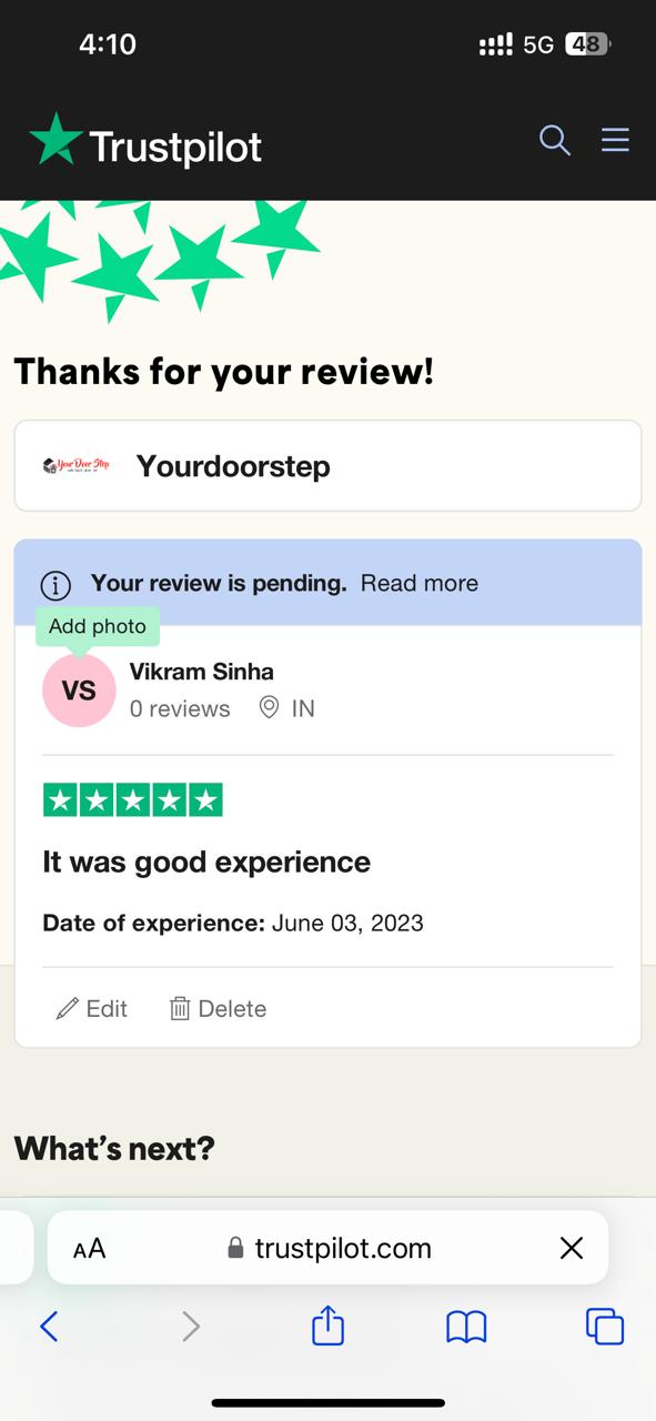 Yourdoorstep Review vikram sinha