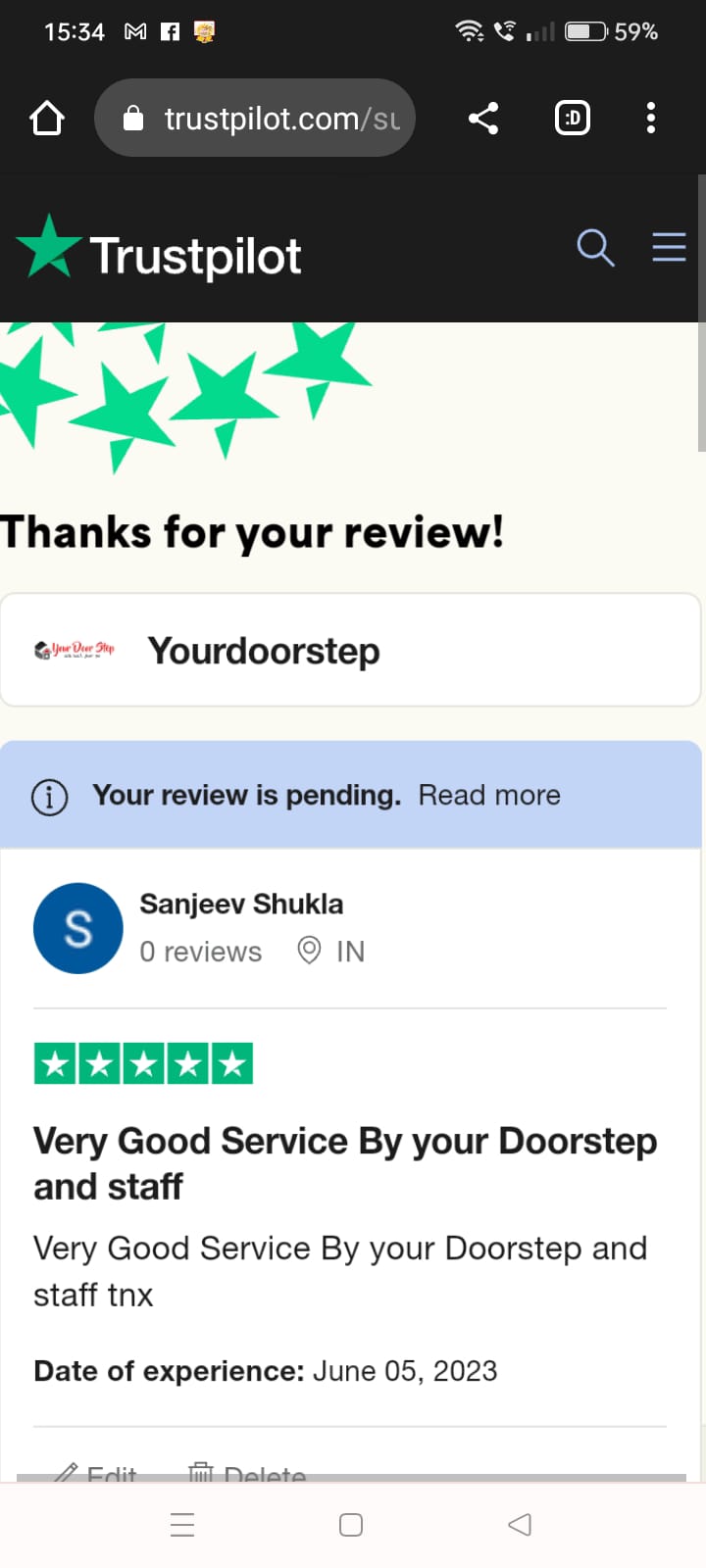 Yourdoorstep Review sanjeev