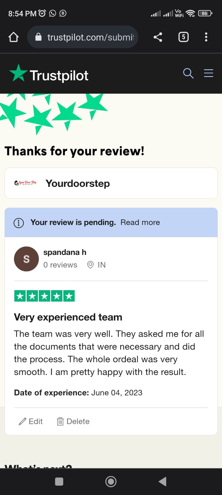 Yourdoorstep Review spandana