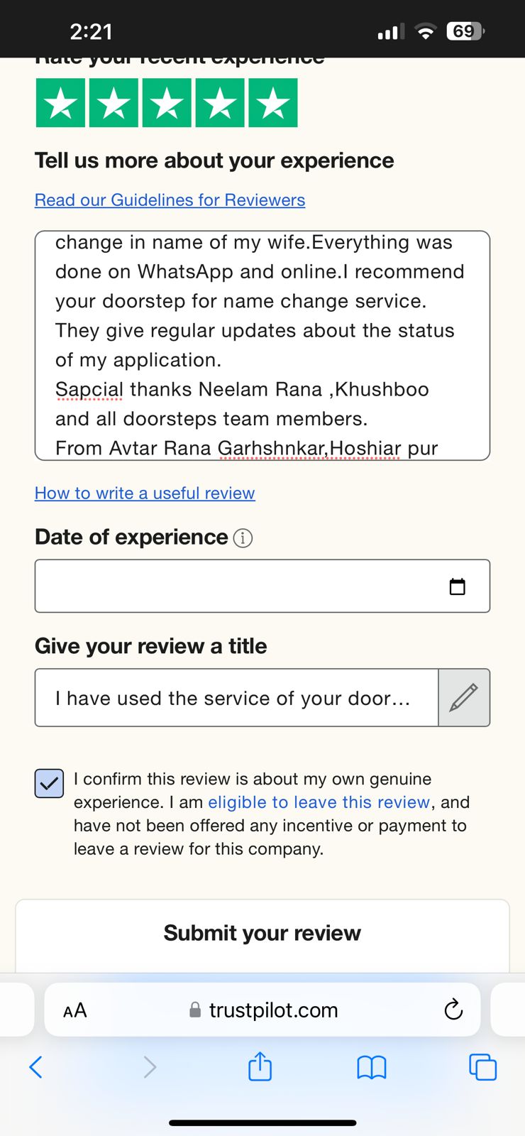 Yourdoorstep Review avtar rana 
