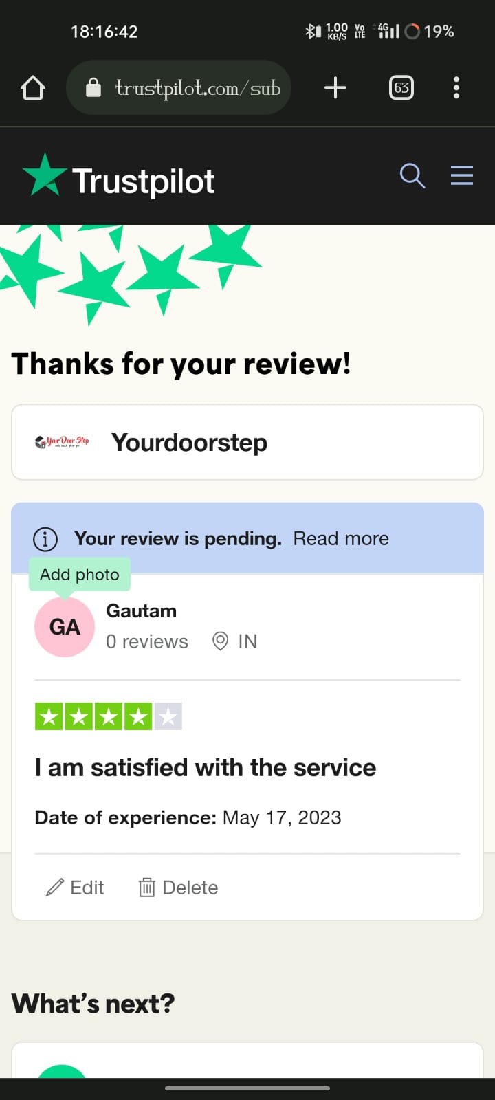 Yourdoorstep Review   gautam