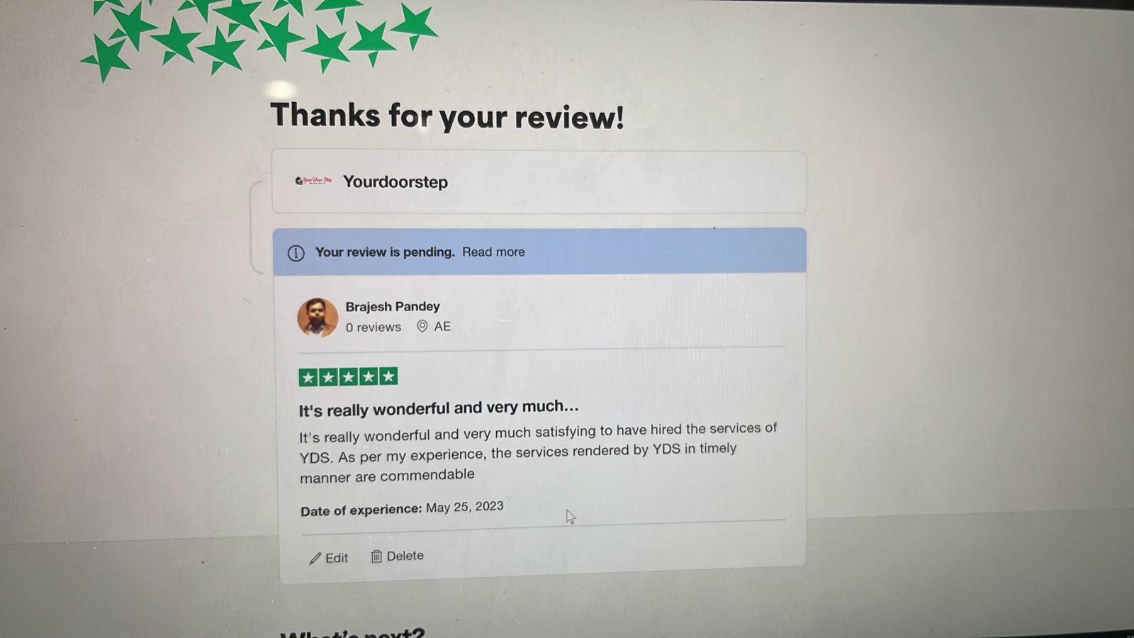 Yourdoorstep Review  barjesh pandey