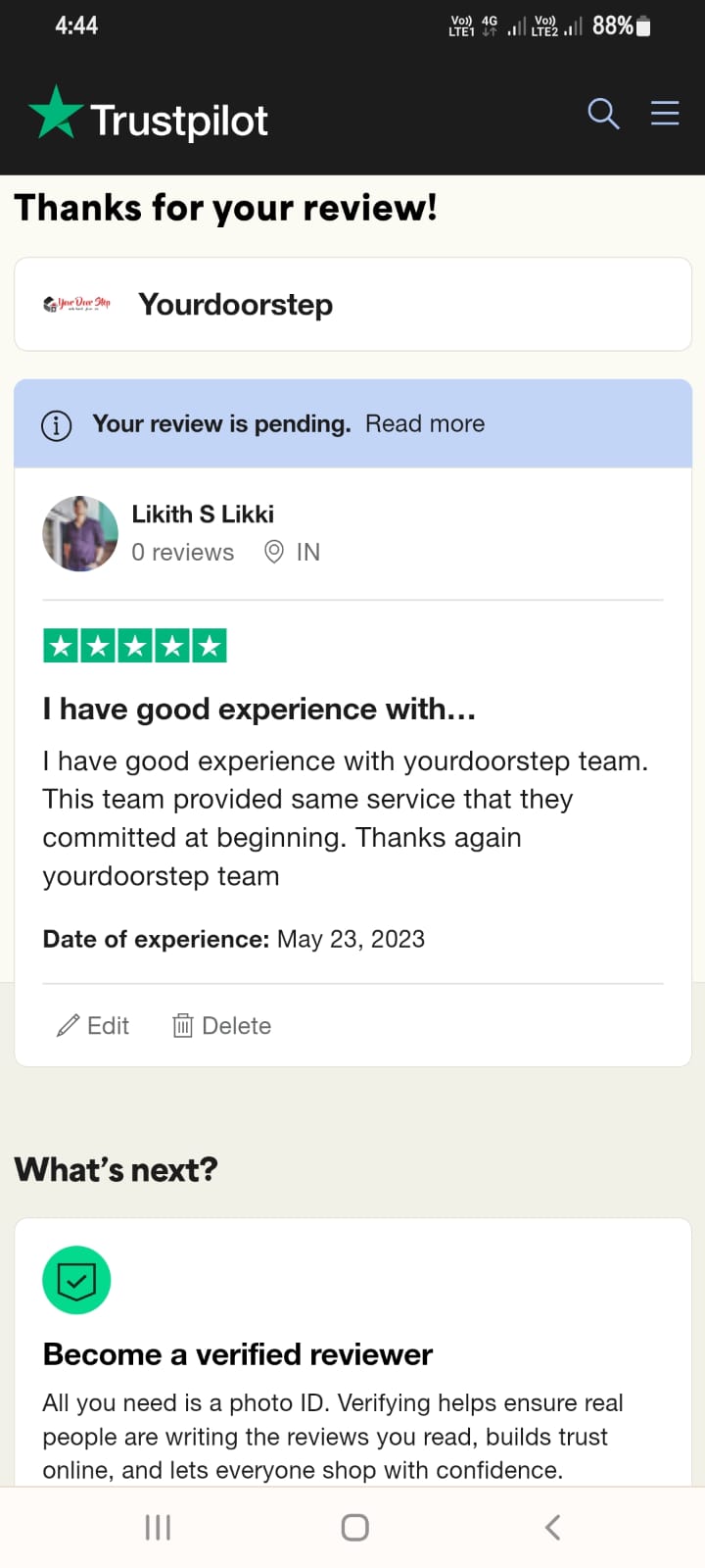 Yourdoorstep Review  likhit s likki