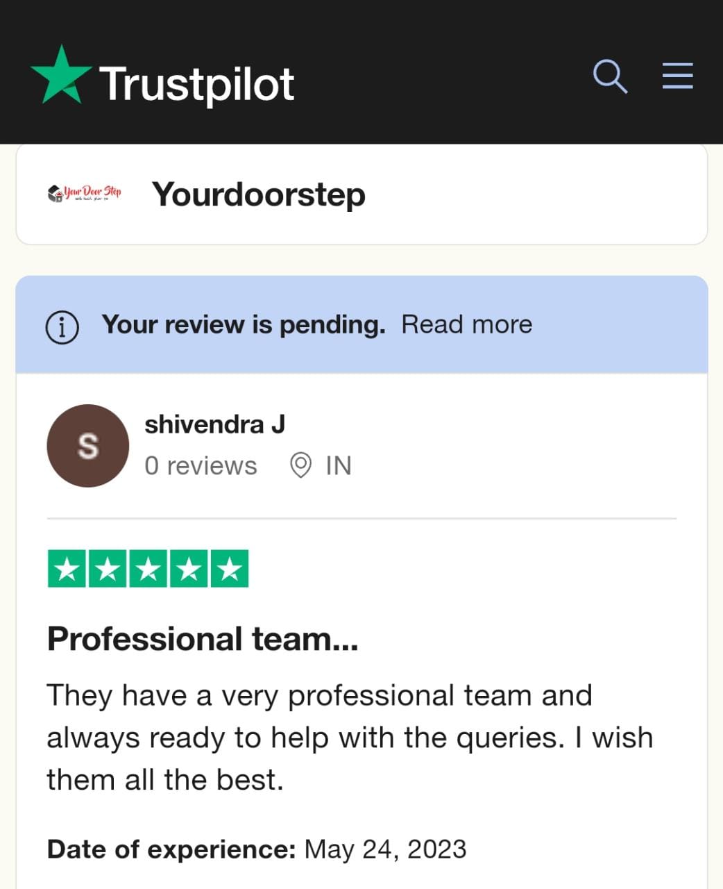 Yourdoorstep Review  shivender j
