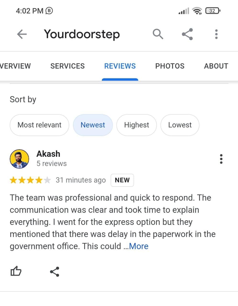 Yourdoorstep Review  AKASH