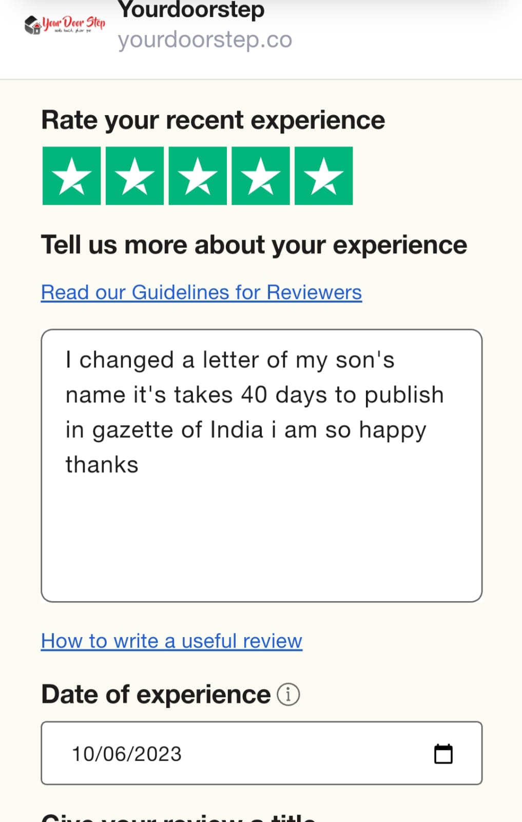 Yourdoorstep Review  PREETI