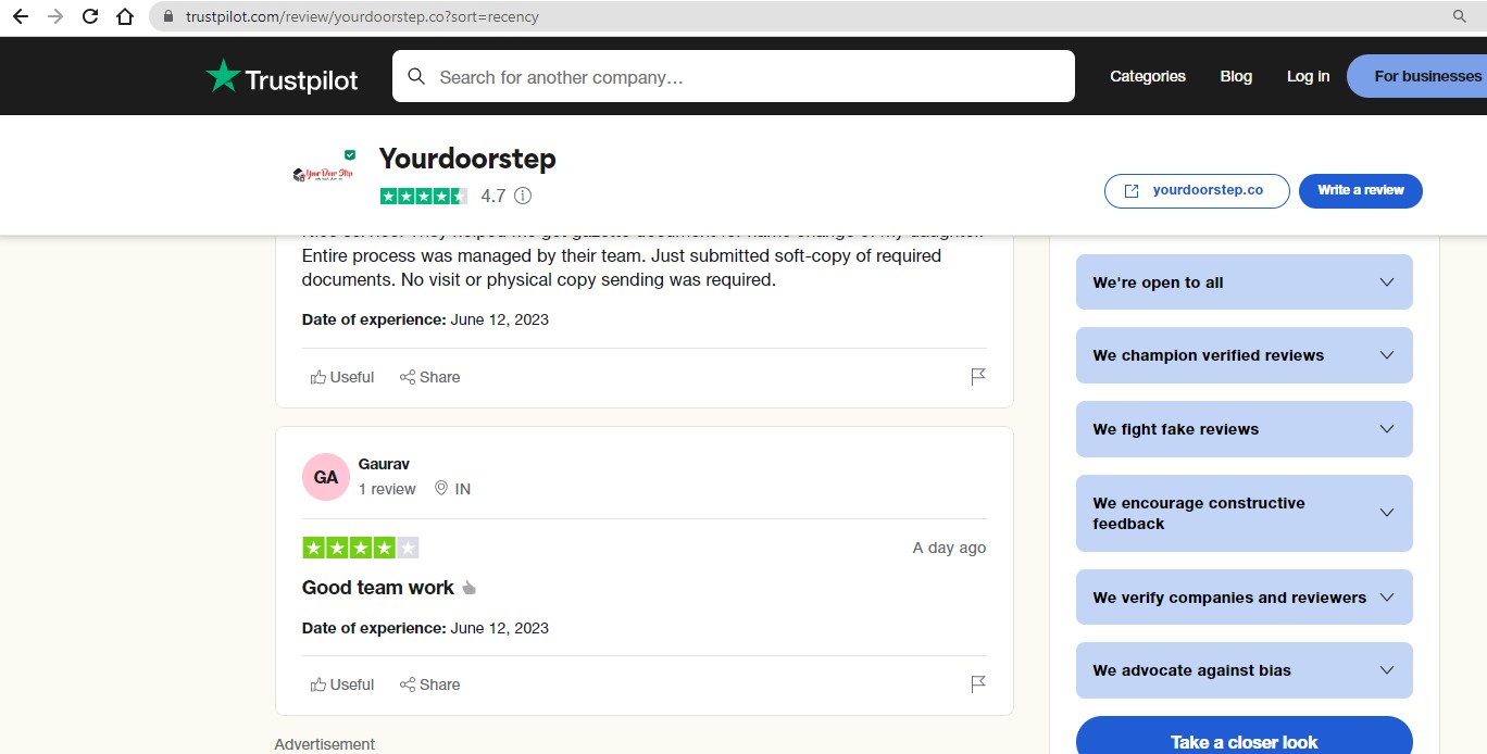 Yourdoorstep Review   GAURAV