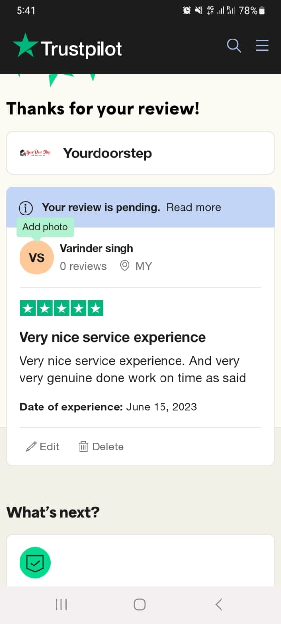 Yourdoorstep Review VIRENDER SINGH 