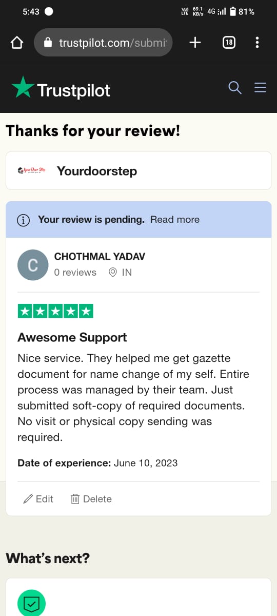 Yourdoorstep Review   24750